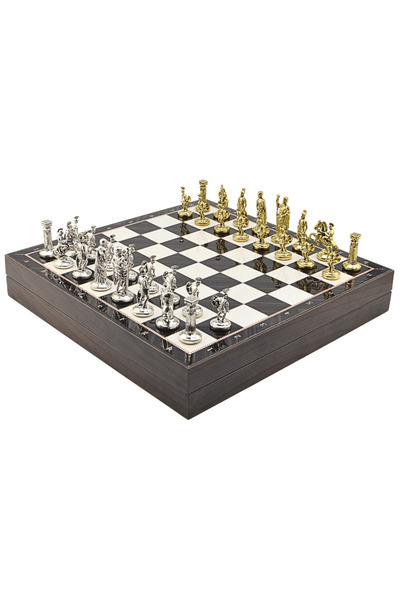 Gift Home GiftHome Orta Boy Metal ROMA İMPARATORLUĞU Satranç Takımı Parlak ve...