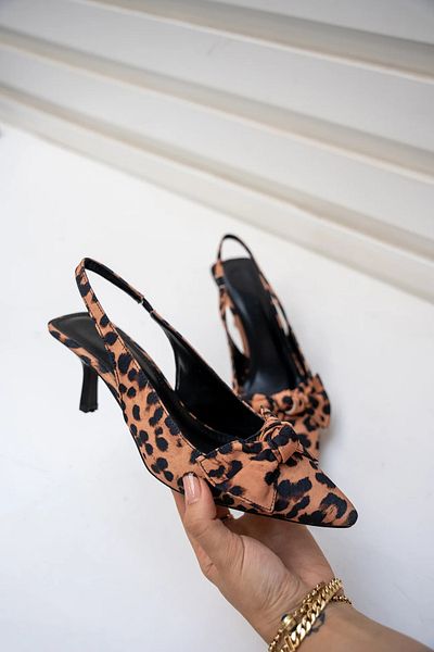 LAMİNTA Pantofi cu toc Maribel Leopard Bow pentru damă