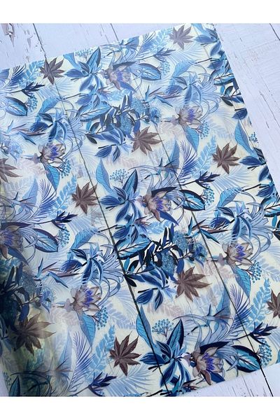 eylülün etiket fabrikası Blue Dream Patterned Transparent Plush Packaging Paper Roll