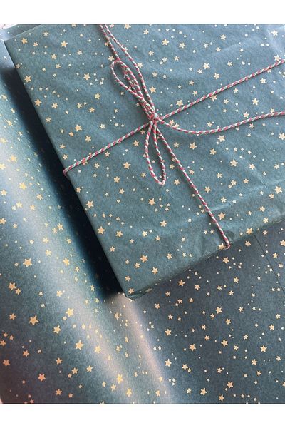 eylülün etiket fabrikası Dark Green Background Gold Star Pattern Pelur Paper / Packaging Paper - 10 Pcs