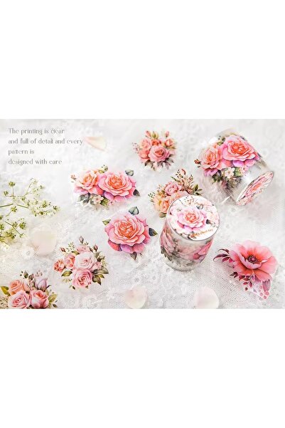 SF SCRAPBOOK KIRTASİYE Scrapbook Washi Journal Flowers Tape Sticker Rulo Pet ...