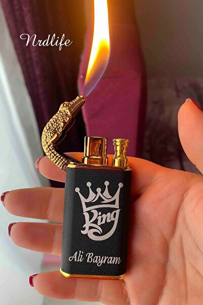 NRDLİFE Hediyelik Kişiye Özel Isim Baskılı Timsah Figürlü Çift Alev Çakmak