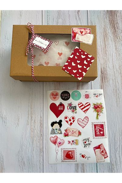eylülün etiket fabrikası Valentine's Day Large Packing Set/ Sticker, Perforated Label, Card and Red Envelope -20 pieces each