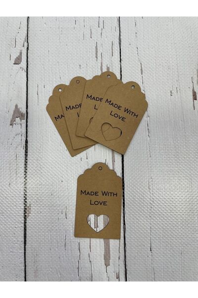 eylülün etiket fabrikası Made With Love Autocolant Kraft Etichetă de Ziua Îndrăgostiților cu obiect decupat - 25 buc