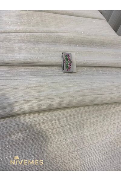 NİVEMESHOME Silver Striped 1/3 Tight Pleated Tulle Curtain