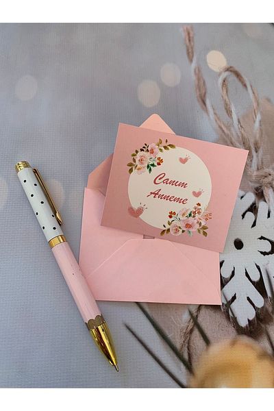 eylülün etiket fabrikası Mother's Day Themed Note-Thank-To My Dear Mother Envelope Card and Pink Envelope / 30 Pieces of Envelopes and Cards