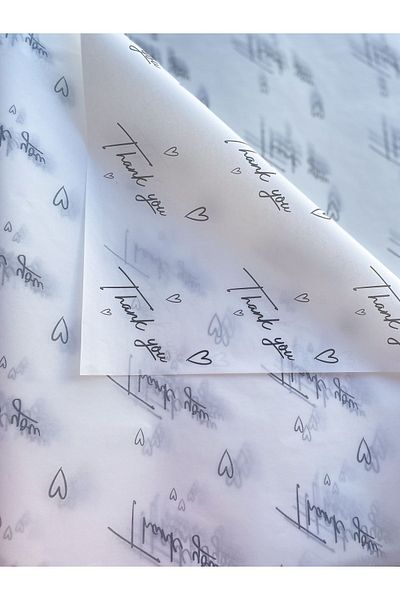 eylülün etiket fabrikası Thank You - Black Printed Pelur Paper / Packaging Paper - 10 Pieces