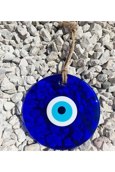KARDEŞLER BONCUK HEDİYELİK EŞYA 13 cm Perforated Glass Evil Eye - Tree Decoration Decorative, 5m Jute Rope.