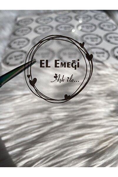 eylülün etiket fabrikası Autocolant transparent realizat manual cu dragoste - 50 de bucăți