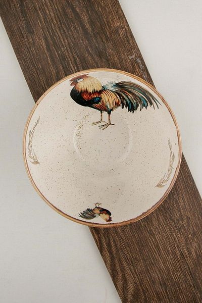 Bursa Porselen Dekor Porcelain Retro Rooster Salad Bowl