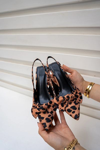 LAMİNTA Pantofi cu toc Maribel Leopard Bow pentru damă