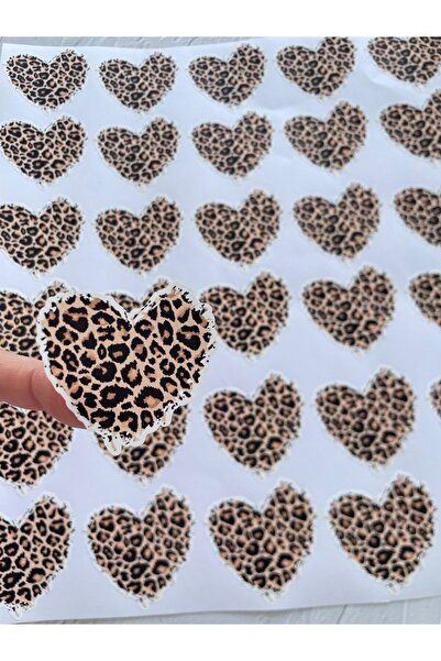 eylülün etiket fabrikası Етикет с леопардов шарен мотив - Модел сърце - 5 см ...