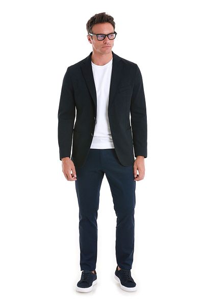 Hatemoğlu Navy Blue Comfort Fit Classic Plain Mono Collar Jacket