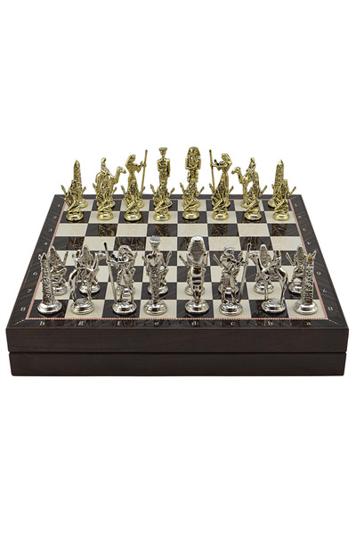 Gift Home GiftHome Metal MISIR Satranç Takımı Parlak ve Ceviz Desenli MDF San...