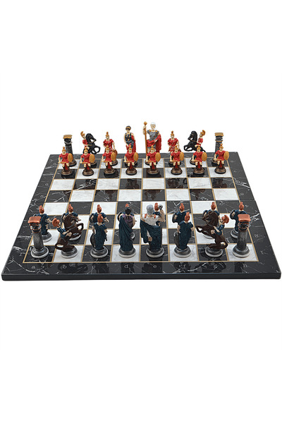 Gift Home GiftHome Battal Boy Metal ROMA Pastel Satranç Takımı ve Katlanır Me...