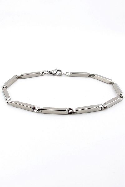 Solfera Bright Silver Color, Stainless Steel Men's Bracelet - Bar Rod Shaped BL175