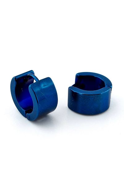Solfera 7mm Thickness Blue Men's Earrings - Stainless Steel Hoop, ER099