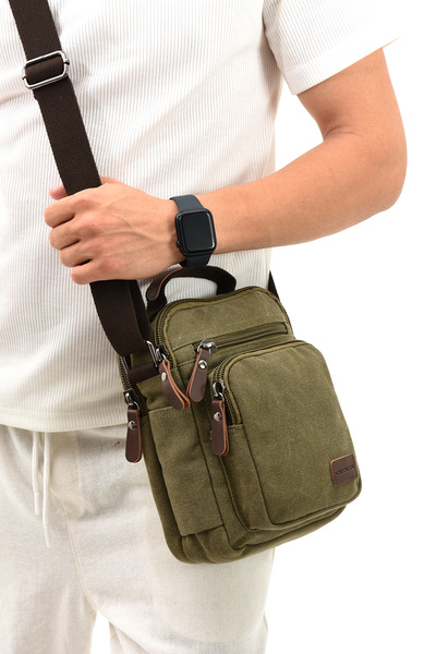 By Hakan eba-6250 Geantă de pânză cu curea - Geantă de umăr și messenger KHAKI