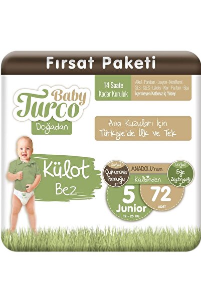 Baby Turco Doğadan Külot Bez 5 Numara Junıor 72 Adet