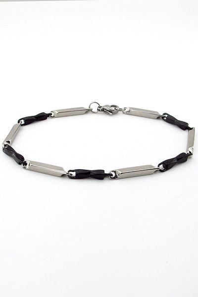 Solfera Men's Bracelet BL177 - Black and White Twist, Stainless Steel