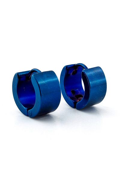 Solfera 7mm Thickness Blue Men's Earrings - Stainless Steel Hoop, ER099