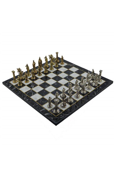 Gift Home Gifthome Metal Satranç Takımı Büyük Ingiliz Parlak Ve Katlanır Merm...