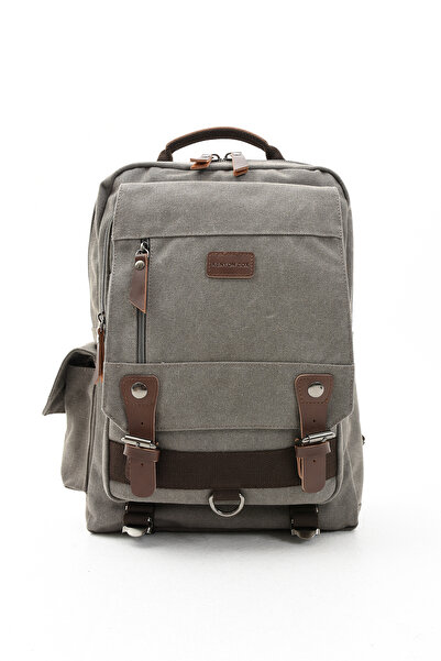 By Hakan Eba-6235 Сірий полотняний рюкзак - з відділенням для ноутбука, рюкзак для кемпінгу та подорожей, шкільний рюкзак