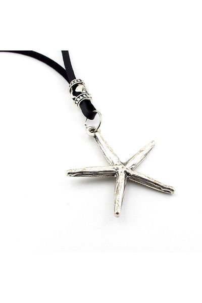 Solfera Sea Star Seaside Beach Ocean Reef Leather Metal Men's Necklace Q0887