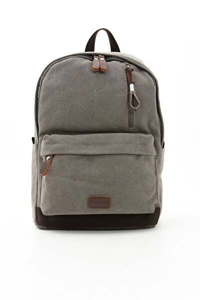 Fiyaka Eba-6234 Gray Canvas Backpack - Camping and Travel School Bag with Laptop Compartment