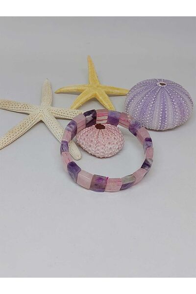 Yasamtohumu Unisex narukvica od ametista i roze kvarca Sa kamenčićima