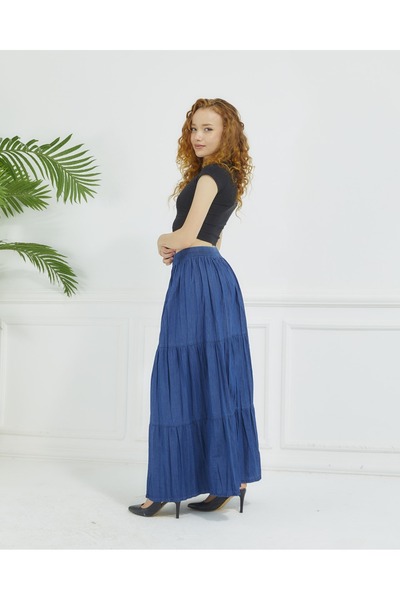 HİMAFASHİON Kot Katlı Etek