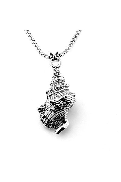 Solfera Men's Necklace - Seashell, Ocean and Seaside Steel Chain Q0846