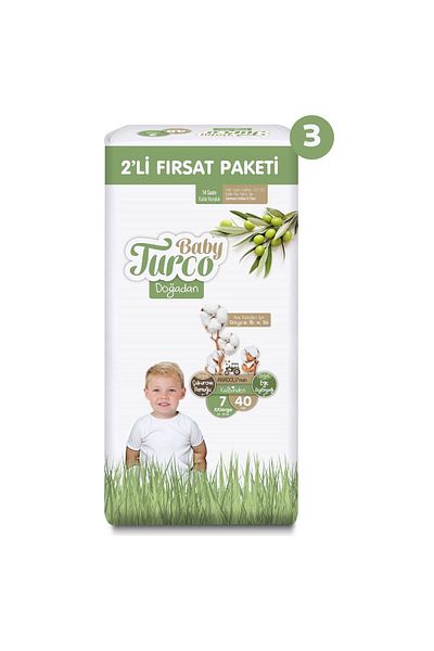 Baby Turco Doğadan Super Deal of 2 - Baby Diapers Size 7 Xxlarge 120 Pieces
