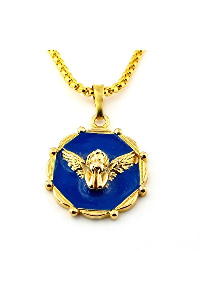 Solfera Angel Baby Necklace with Blue Enamel and Yellow Steel Chain - Q0857