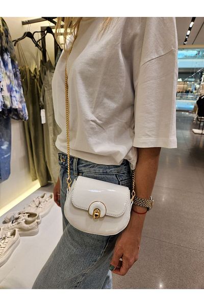 Mercan -Stores Women's Mini Shiny Patent Leather Accessory Chain Shoulder Strap Buckle Coin Bag