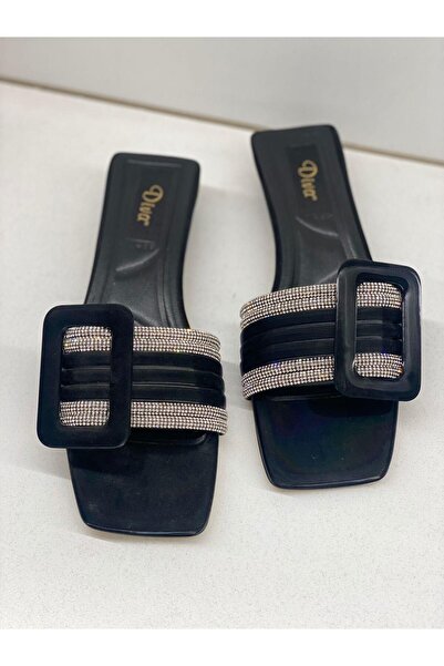 DİVA Γυναικείες Παντόφλες Diva Stoned Black Μετάξι - Καθημερινή Χρήση