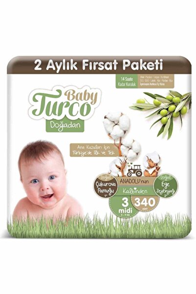 Baby Turco Doğadan 3 Numara Midi 340 Adet