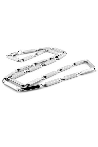 Solfera Men's Necklace - Bar Bar Shaped, Silver Color, Stainless Steel Q0884