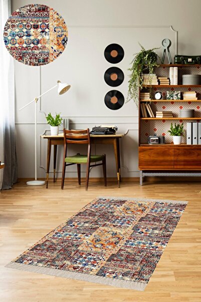 on the clouds Kırkyama Patchwork Desenli Etnik Dijital Baskı Yıkanabilir Kaym...