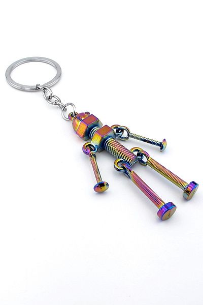 Solfera Screw Bolt Robot Shaped Side Swivel Metal Keychain - Kc121