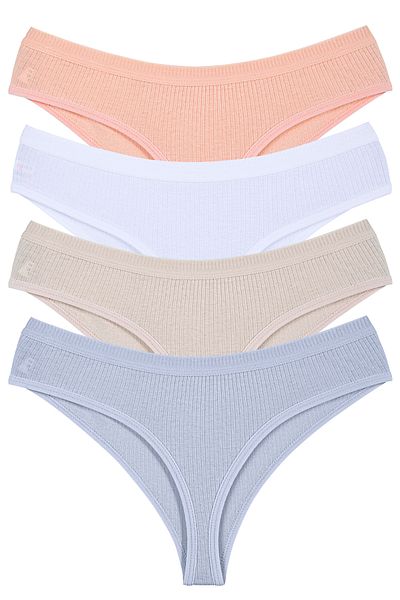 Humaone Συσκευασία 4 100% ριμπ Lycra Special Thong εσώρουχα μέσης