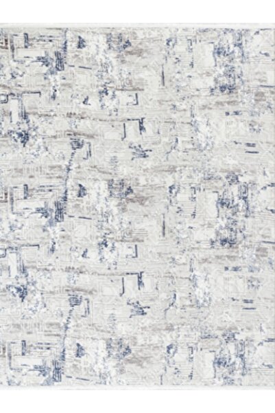 PANDA HALI Kaymaz Tabanlı Kesme Rulo Halı Yolluk Saçaklı 1076 mavi (Püsküllü)