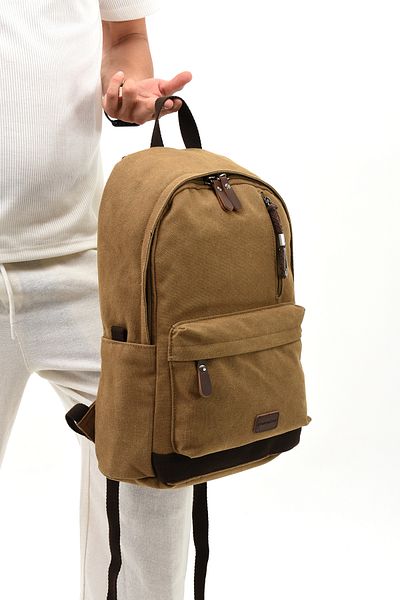 Fiyaka EBA-6234 Canvas Backpack - ΜΠΕΖ Σχολική τσάντα για κάμπινγκ και ταξίδια με θήκη φορητού υπολογιστή