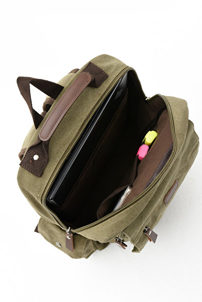 By Hakan Eba-6235 Canvas Backpack - With Laptop Bag, Camping and Travel School, HAKI