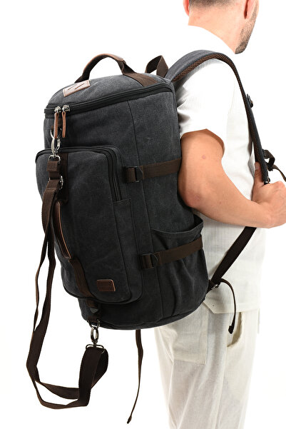 By Hakan EBA-6051 Rucsac din pânză neagră - valiză de mână, valiză, cu compar...