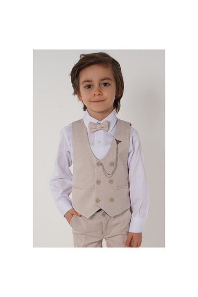 Meriç bebe Boy - 4-Piece Honeycomb Patterned Suit with Vest and Bow Tie