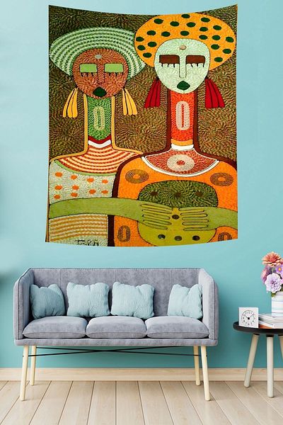 on the clouds Women's Double Themed Stain Resistant Wall Cover - Halıs Tapestry