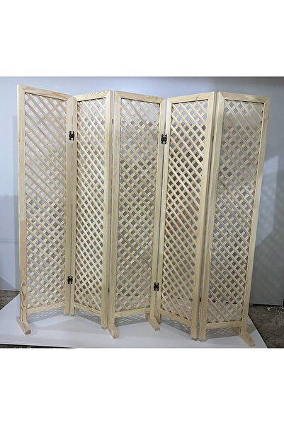 Yc Dekor Ahşap Paravan Ahşap Seperatör 5 kanatlı 190x170 Çerçeveli ve Ayaklı