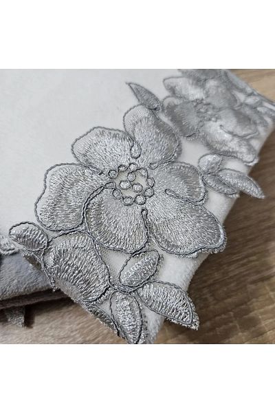 Modares Store Candy Gray Velvet Dowry Holder - 50*90 Cm Hand and Face Towel