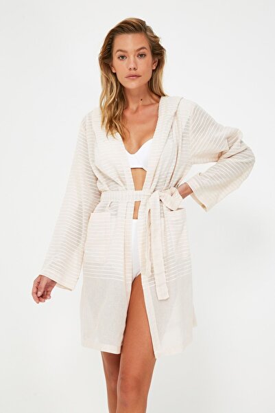 Beach Fashion Kapşonlu Pareo Kimono